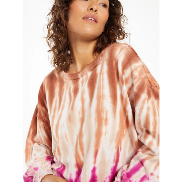 Z SUPPLY NWT Evereve Tempest Tie Dye Raw Hem Pullover Sweatshirt // L - Picture 2 of 12